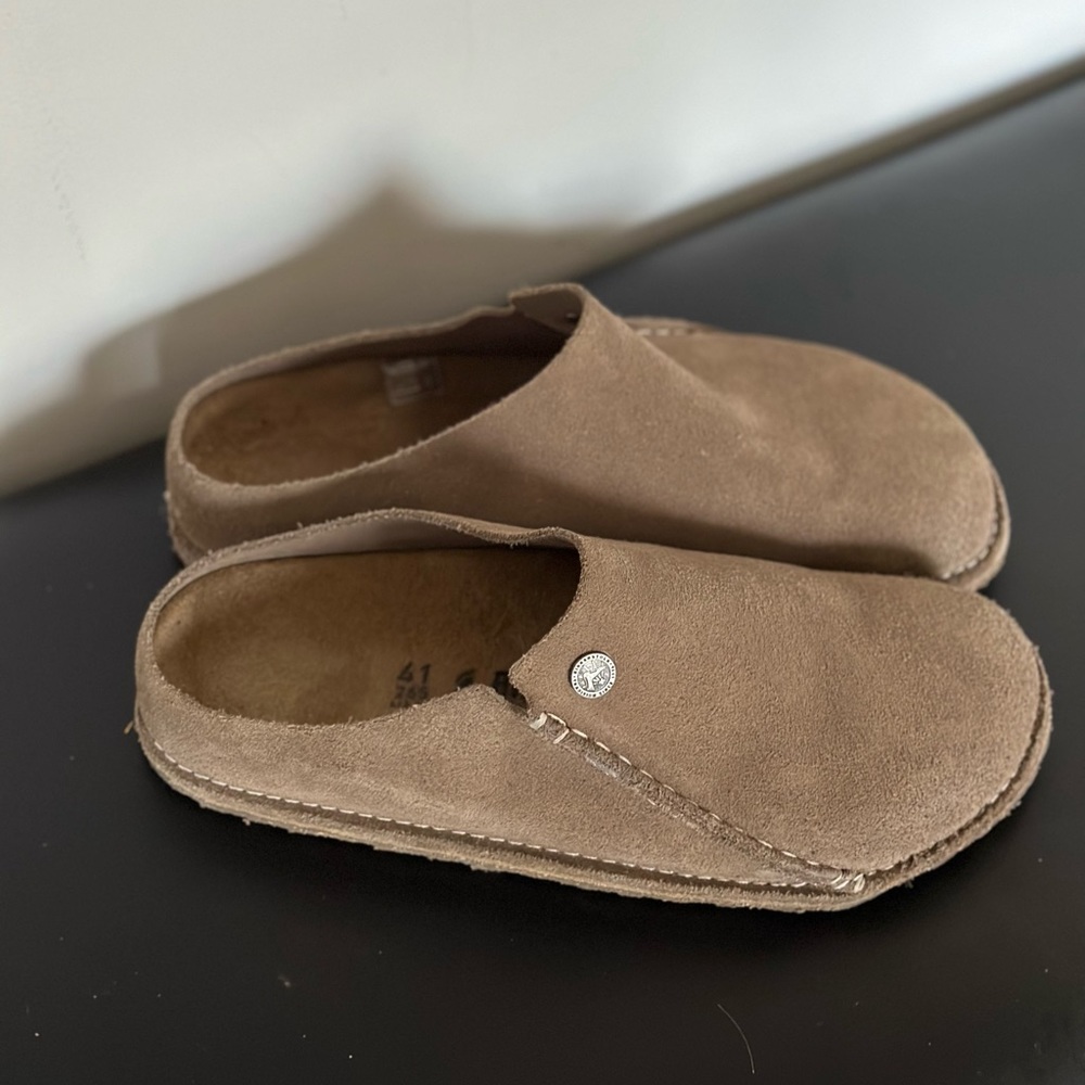 Birkenstock Beige Suede Clogs